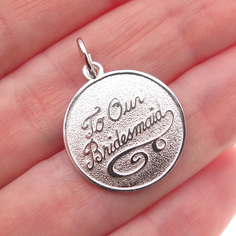Rembrandt RJL 925 Sterling Silver Vintage To Our Bridesmaid Mini Charm Pendant